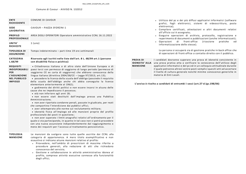 Avviso di chiamata sui presenti Legge 68/99